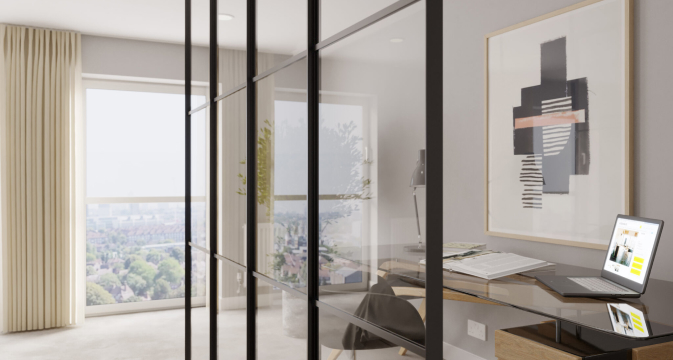 Example of a glass partition in working space