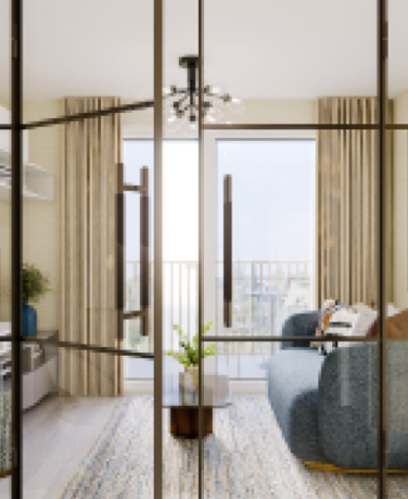 Example of a glass partition in a room #4