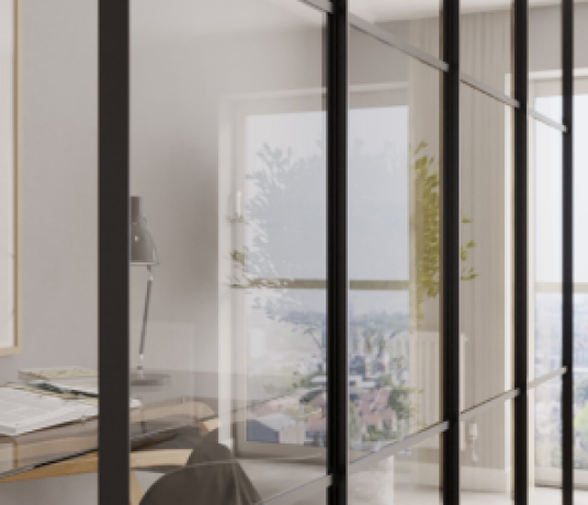 Example of a glass partition in a room #6